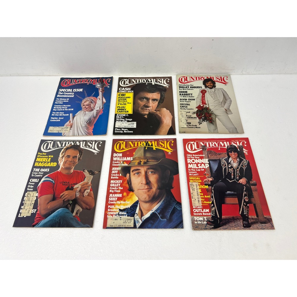 Vintage Country Music Magazine Lot 6 Issues Dolly Parton Johnny Cash 1976-1978